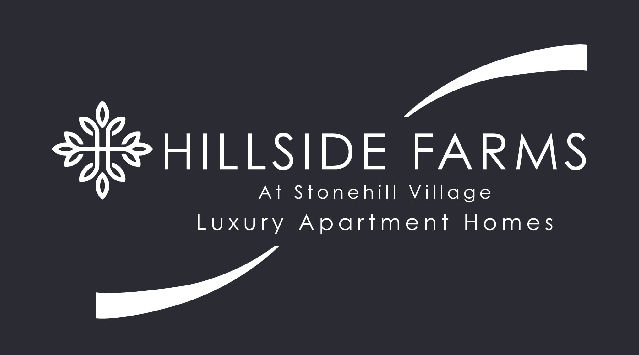 A logo for Hillside Farms at Stonehill Village, a luxury apartment homes.